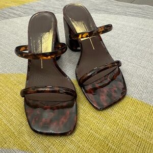 Dolce Vita Brown Tortoiseshell Strappy Block Heel Sandals